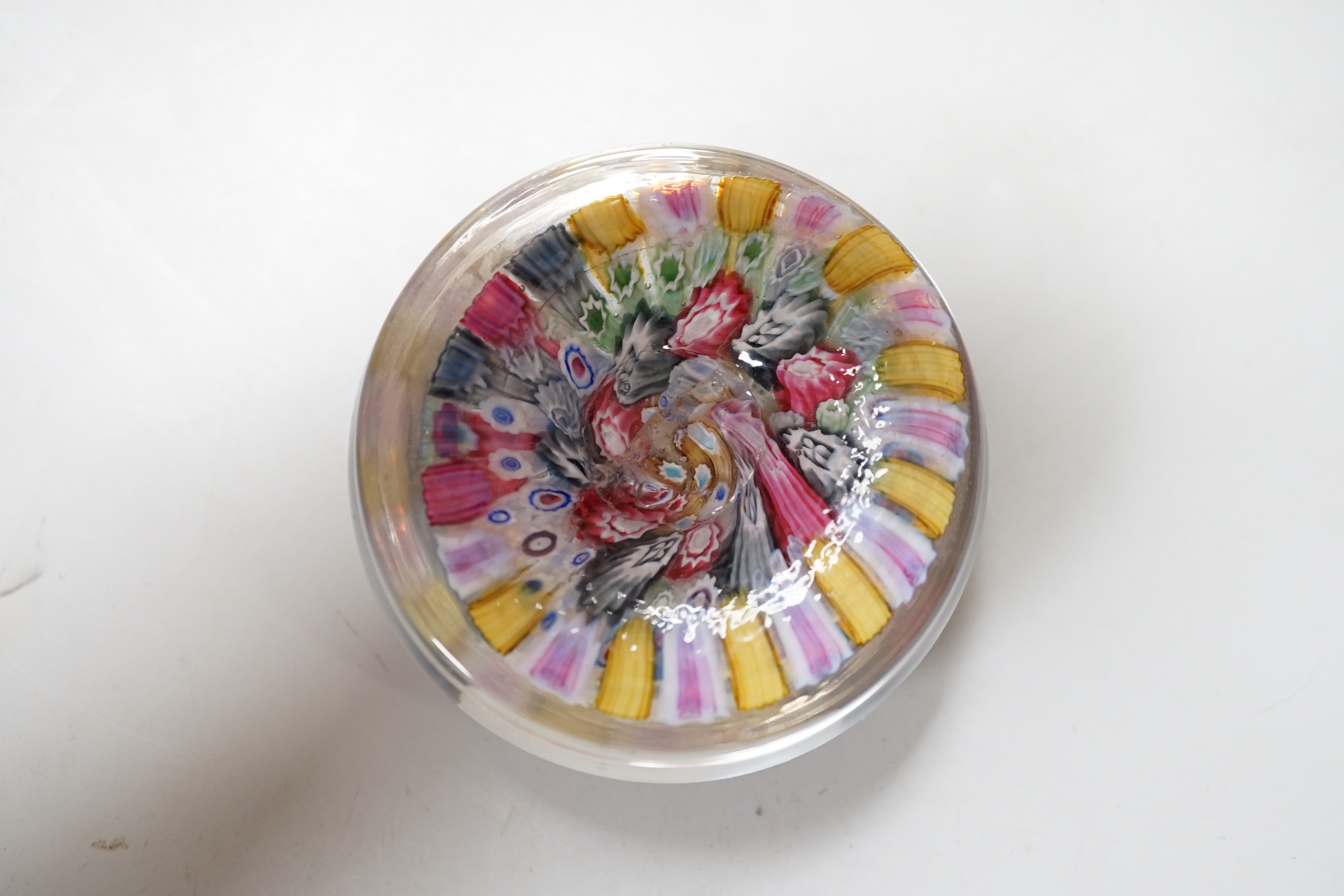 An English millefiori paperweight '1848', 8cm diameter